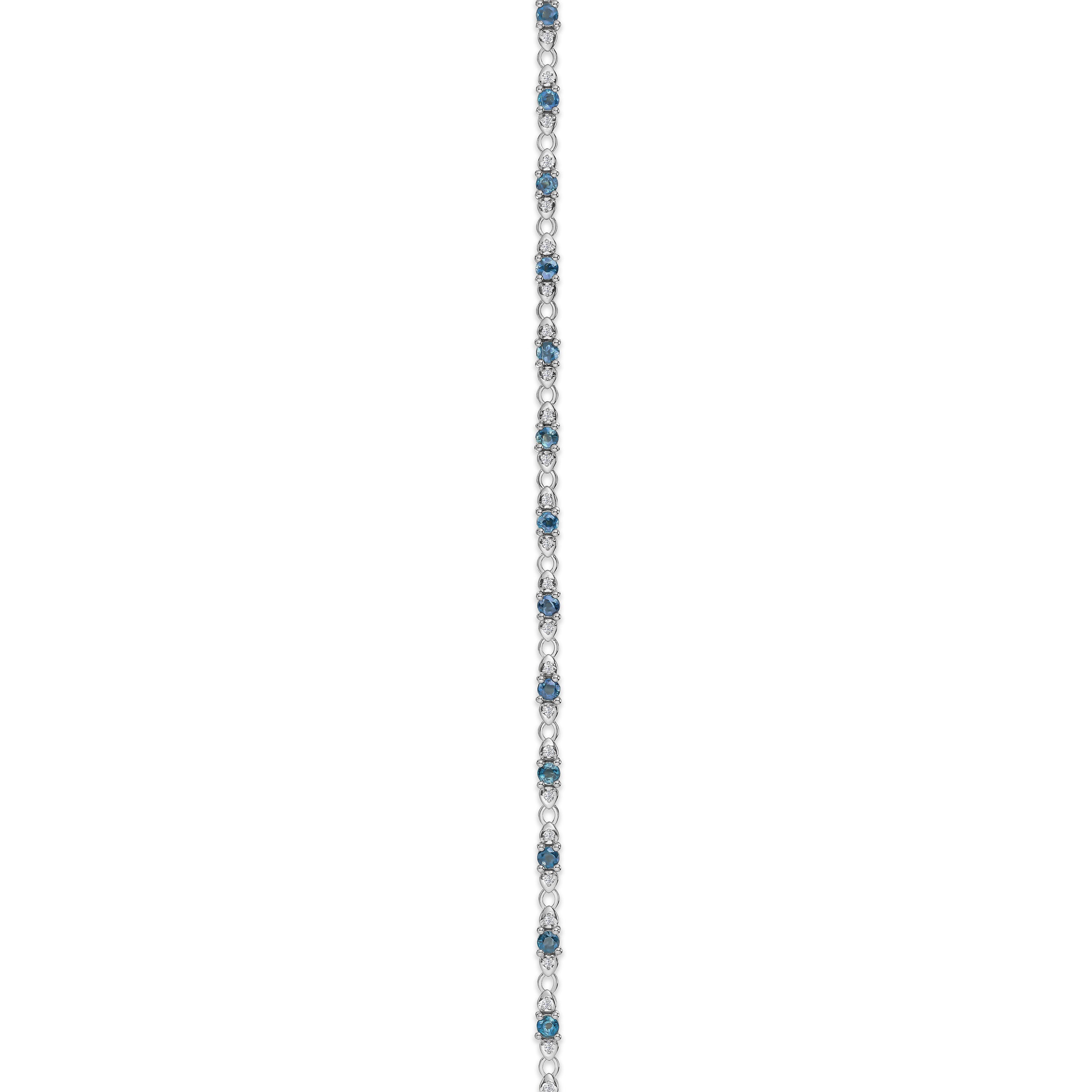 925 Sterling Silver Lab Diamond and Tanzanite Claw Set Link Bracelet